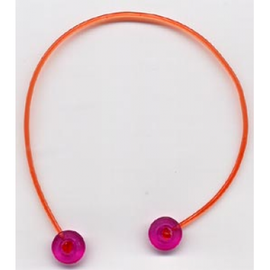 trans-orange clikits cord jelly string 168mm with 2 trans-dark pink caps side attachment