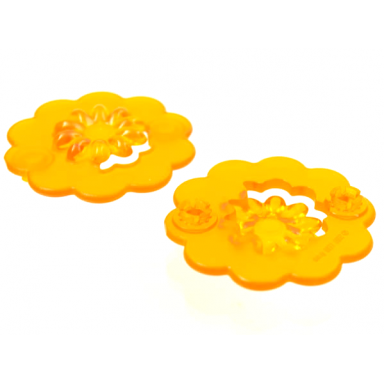 trans-orange clikits icon flower 10 petals 4 1 2 x 4 1 2 with 2 pins