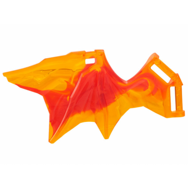 trans-orange dragon wing 11 x 5 with bar handles with marbled red pattern