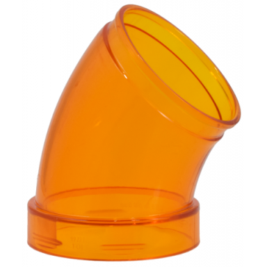 trans-orange cylinder tube curved 45 degrees