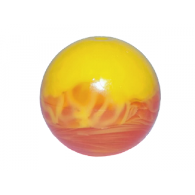 trans-orange ball bionicle zamor sphere with marbled yellow pattern