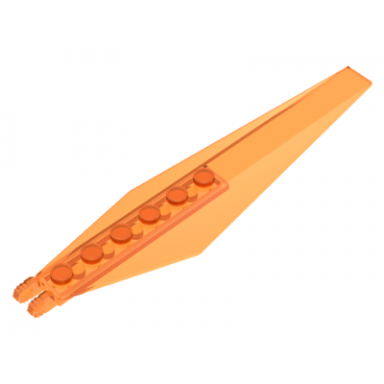 trans-orange hinge plate 3 x 12 with angled side extensions and tapered ends