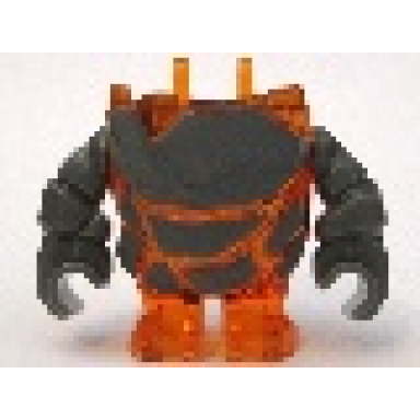 trans-orange body rock monster - torso legs with dark bluish gray arms assembly