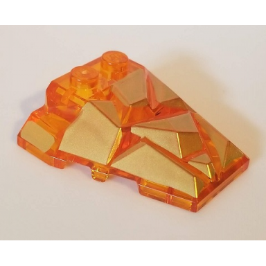 trans-orange wedge 4 x 4 fractured polygon top with gold facets pattern