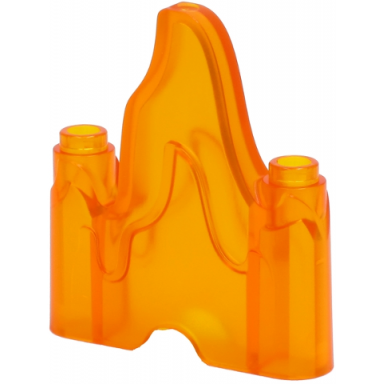 trans-orange wave rounded 1 x 4 with 2 studs on ends flame rock