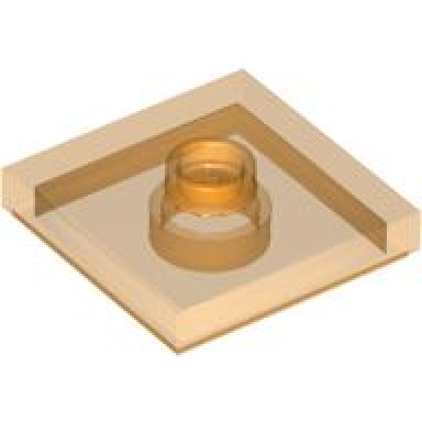 trans-orange plate modified 2 x 2 with groove and 1 stud in center jumper