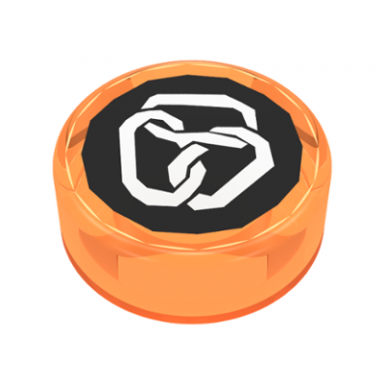trans-orange tile round 1 x 1 with ninjago constrictai pattern