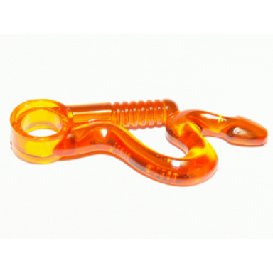 trans-orange minifigure weapon whip bent with snake head and pin hole