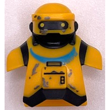 minifigure head modified sw ned-b loader droid with 2 back studs with black neck visor and lines medium azure collar and silver spots pattern