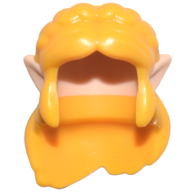 minifigure hair long and wavy with center part and braided headband with molded light nougat pointed ears pattern