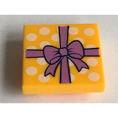 tile modified 2 x 2 inverted with gift wrap medium lavender bow and white dots pattern