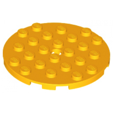 bright light orange plate round 6 x 6 with hole