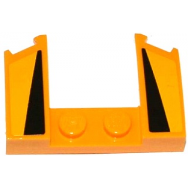 bright light orange wedge 3 x 4 x 2 3 curved with cutout with 2 black triangles on bright light orange background pattern stickers - set 75909