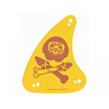 cloth sail triangular 8 x 10 with dark orange kakamora head and crossed spears with reddish brown outline pattern
