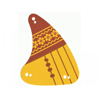 cloth sail triangular 8 x 10 with reddish brown lines flowers and zigzags on dark orange background pattern