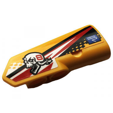 bright light orange technic panel fairing 21 very small smooth side b with skull number 8 and motor pattern sticker - set 42101