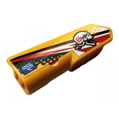 bright light orange technic panel fairing 22 very small smooth side a with skull number 8 and motor pattern sticker - set 42101