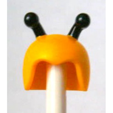 bright light orange minifigure headgear cap insect with black antennae pattern bumblebee