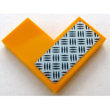 bright light orange tile 2 x 2 corner with silver tread plate pattern model right side sticker - set 60159