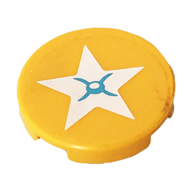 bright light orange tile round 2 x 2 with bottom stud holder with star seat cushion pattern sticker - set 41232