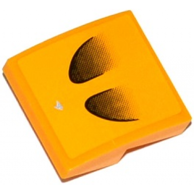bright light orange slope curved 2 x 2 x 2 3 with silver mclaren logo and 2 air intakes pattern sticker - set 75909