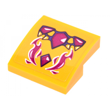 bright light orange slope curved 2 x 2 x 2 3 with magenta geometric dragon scales and swirls pattern sticker - set 41175