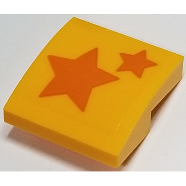 bright light orange slope curved 2 x 2 x 2 3 with two orange stars on transparent background pattern sticker - set 40228