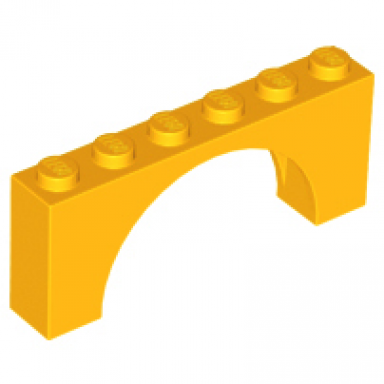 bright light orange arch 1 x 6 x 2 - medium thick top without reinforced underside
