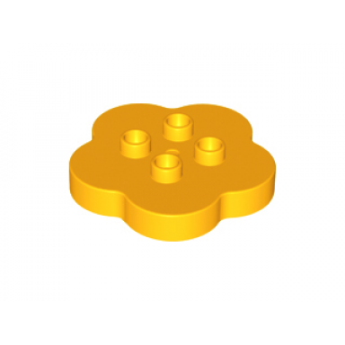 bright light orange duplo brick round 4 x 4 flat top scalloped with 2 x 2 studs