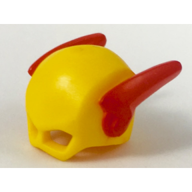 bright light orange minifigure headgear mask reverse flash with red wings pattern