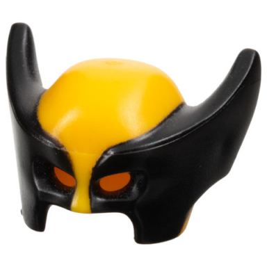 bright light orange minifigure headgear mask wolverine with black pointed sides pattern
