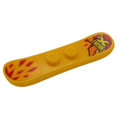 minifigure utensil snowboard small with x treme and red spikes pattern stickers - set 60203
