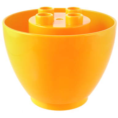bright light orange duplo brick round 4 x 4 x 2 1 2 dome bottom with 2 x 2 studs