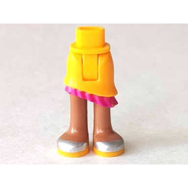 bright light orange mini doll hips and asymmetric layered skirt magenta ruffle medium nougat legs and silver shoes pattern - thick hinge