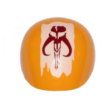 bright light orange large figure armor round smooth with dark red sw mandalorian insignia pattern boba fett