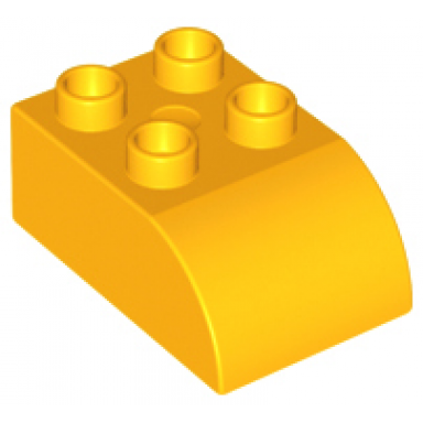 bright light orange duplo brick 2 x 3 slope curved