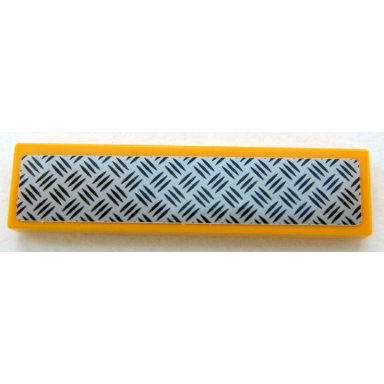 bright light orange tile 1 x 4 with silver tread plate pattern sticker - set 60159