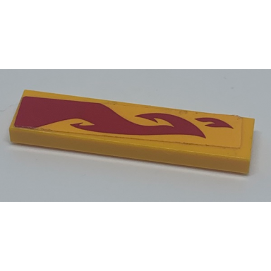 bright light orange tile 1 x 4 with red flames on bright light orange background pattern model right side sticker - set 70638