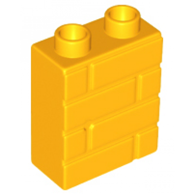 bright light orange duplo brick 1 x 2 x 2 with masonry profile