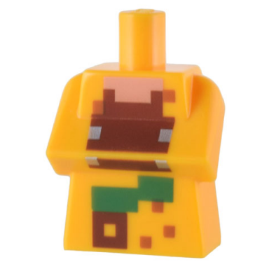 torso modified long with folded arms with pixelated reddish brown and green jungle villager pattern