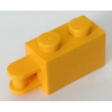 bright light orange brick modified 1 x 2 with bar handle on end - bar inset from edge