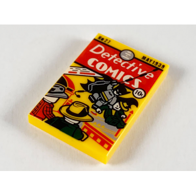 bright light orange tile 2 x 3 with detective comics pattern