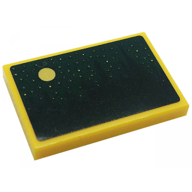 bright light orange tile 2 x 3 with moon and stars on dark green background pattern sticker - set 76388