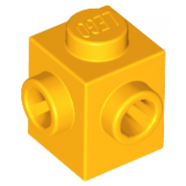 bright light orange brick modified 1 x 1 with studs on 2 sides adjacent
