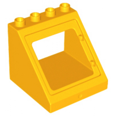 bright light orange duplo roof sloped 4 x 4 x 3 with window opening