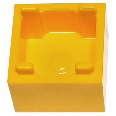 bright light orange container box 2 x 2 x 1 - top opening with raised inner bottom