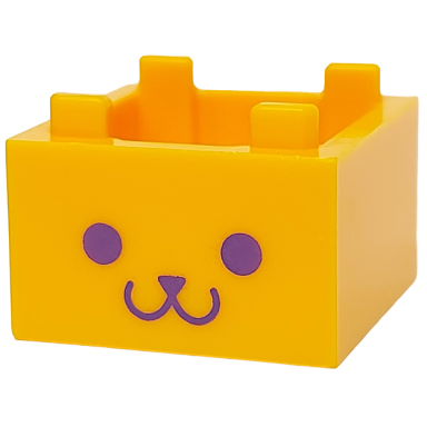 container box 2 x 2 x 1 - top opening with raised inner bottom with dark purple cat face pattern