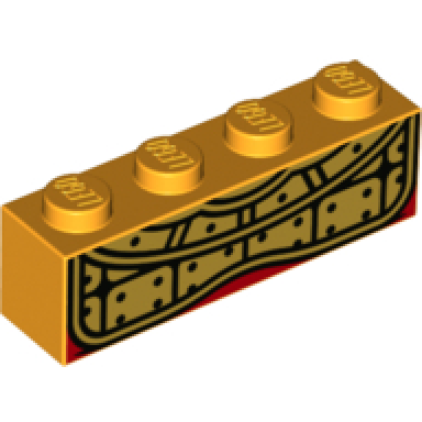 bright light orange brick 1 x 4 with gold breastplate pattern brickheadz monkey king chest