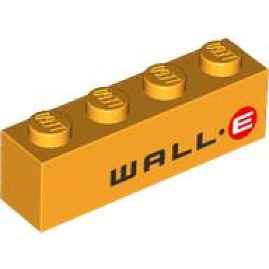 bright light orange brick 1 x 4 with wall-e logo pattern brickheadz wall-e abdomen