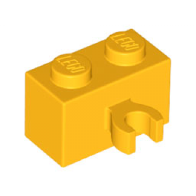 bright light orange brick modified 1 x 2 with open o clip thick vertical grip